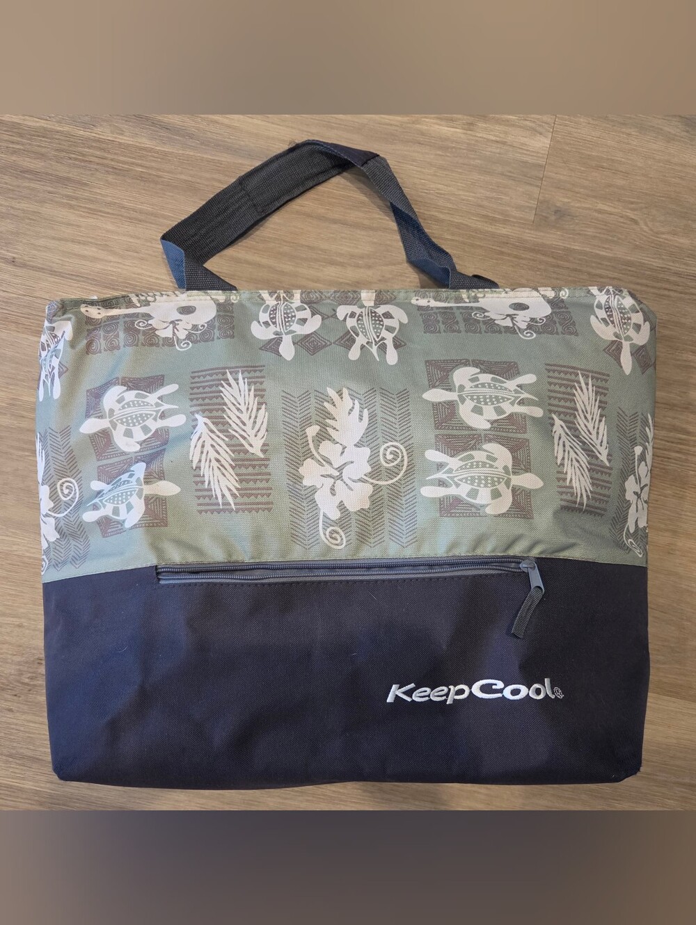Keep Cool XL Insulated Cooler Bag, Zipper Top, Hawaiian Print Turtle & Flower